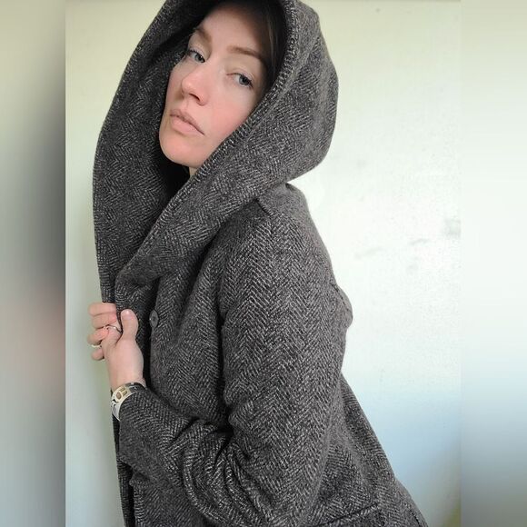 The Elvish Hooded Wool Double Breasted Trench Coat by m0851 S - Picture 13 of 16